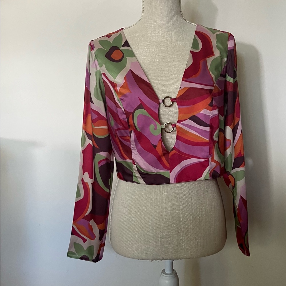 ASOS Multicolor Floral V-Neck Blouse
